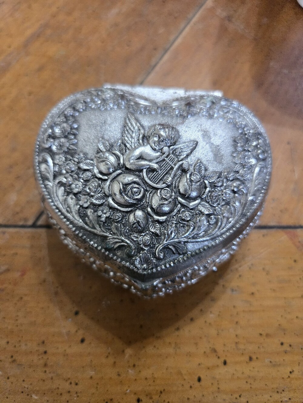 Vintage Japan Made Silver Trinket Box